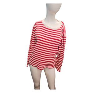 Knotty Woodpecker Red White Striped Waffle Top Womens size Large